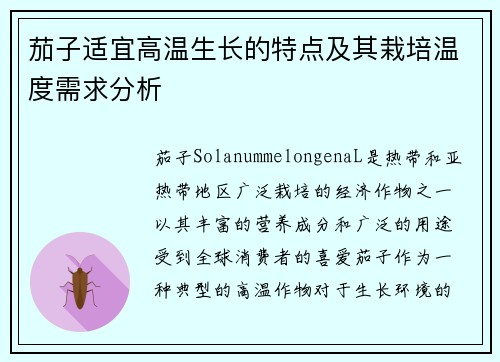 茄子适宜高温生长的特点及其栽培温度需求分析